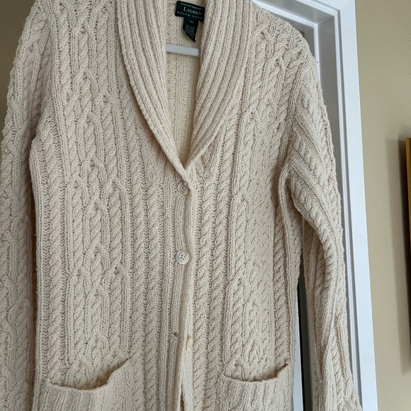 Ralph Lauren Hand-Knit 100% Wool Cable Knit Cardigan - Picture 1 of 4